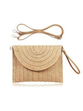 Woven Straw Clutch Handbag Summer Beach Purse for Women Envelope Bag
